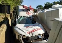Ambulância de Apucarana se envolve em acidente entre Imbaú e Ortigueira
