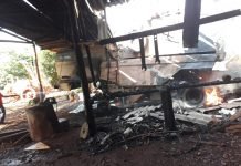 Colheitadeira pega fogo em Kaloré