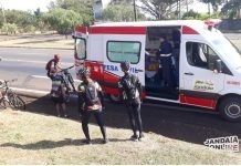 Defesa Civil de Jandaia atende ciclista após queda na BR-376