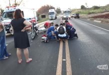 Motociclista fica ferido após colisão traseira entre Jandaia e Cambira