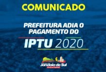 CORONAVÍRUS – Prefeitura de Jandaia do Sul amplia prazo de pagamento do IPTU