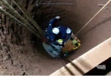 Bombeiros de Jandaia resgatam homem que caiu em fossa