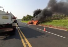 Acidente seguido de incêndio entre Jandaia e Cambira