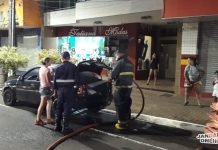 Bombeiros atendem princípio de incêndio em veículo na Getúlio Vargas