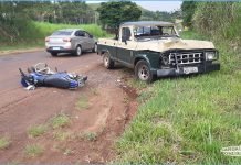 Motociclista fica ferido em colisão entre Jandaia e o Distrito São José