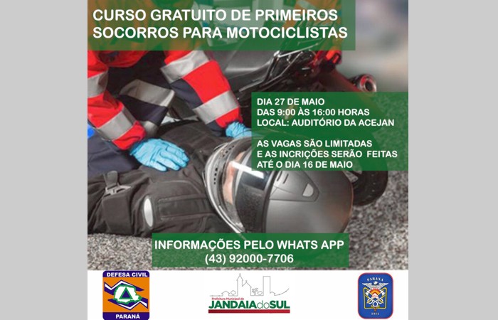 Defesa Civil abre inscrições de curso para motociclista