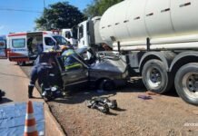 Acidente grave é atendido na entrada do Distrito São José