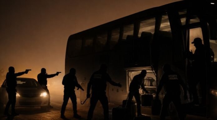 Assaltantes usam coletes da “Receita Federal” durante roubo a ônibus entre Jandaia e Cambira