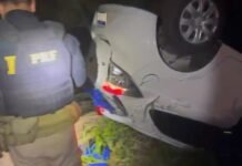 Veículo capota com 480 Kg de maconha durante perseguição policial em Rolândia