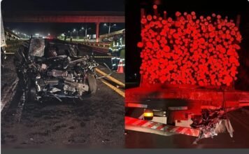 Mãe morre após carro ser atingido entre dois caminhões na PR-444; filho de 13 anos sobrevive