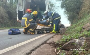 Brigada Comunitária atende vítima de acidente próximo a Cooperval. SAMU realizou transferência para Apucarana