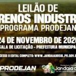 Leilão de terrenos industriais de Jandaia do Sul tem nova data; cadastramento já está aberto
