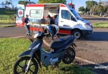 Acidente envolvendo carro e motocicleta deixa mulher ferida em Jandaia do Sul