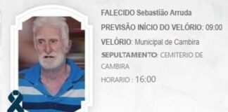 Faleceu Sebastião Arruda